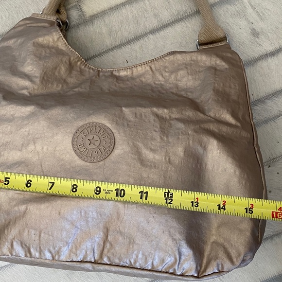 Kipling Metallic Champagne Hobo Bag with Polka Dot Interior - Picture 15 of 17